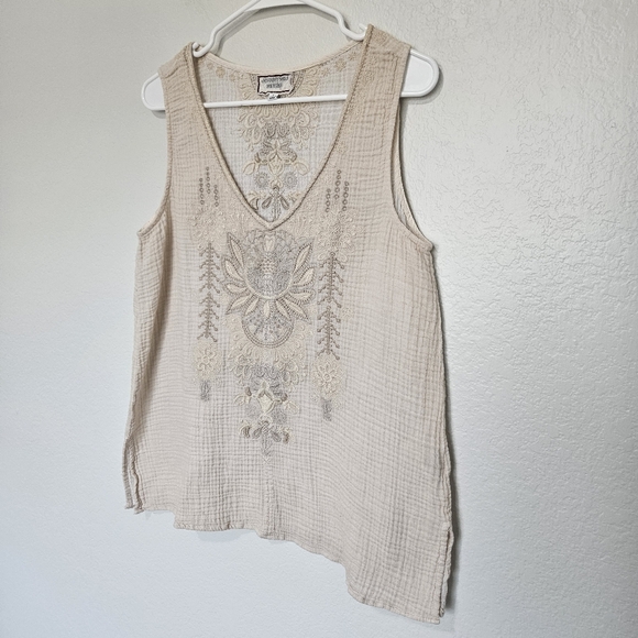 Johnny Was Workshop | Embroidered Gauze Tank Top, Womens Large - Picture 3 of 7